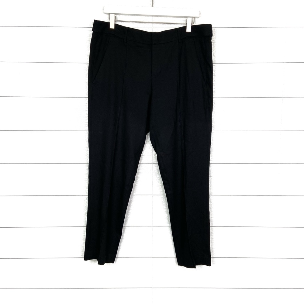 VINCE Black Textured Seamed Trouser Pant Professional Office Work 12 Wool